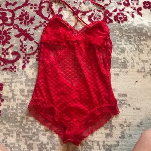 Arie red lace body suit